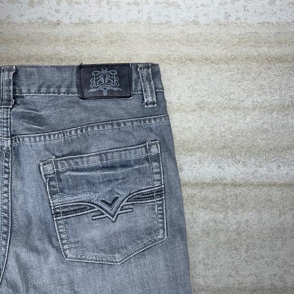 Vintage Y2K Skater Jeans 32x34 Straight Fit Grey Wash Denim Rap Style Art - Picture 3 of 5